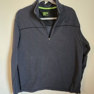 Koppen Hiking Base Layer Fleece Pullover Mens L Gray 1/4 Zip Polyester Stretch